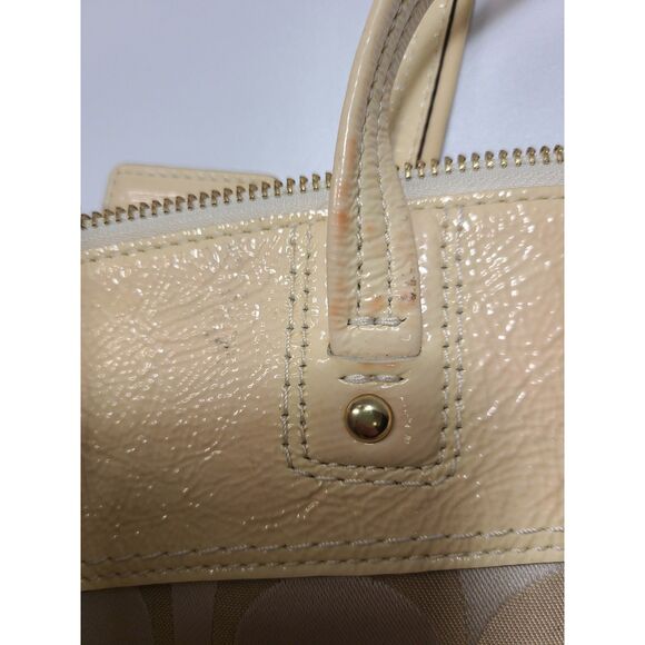 Set of 2 COACH Laura Signature L Logo Black Beige Canvas Shoulder Bag Tote - Picture 7 of 12